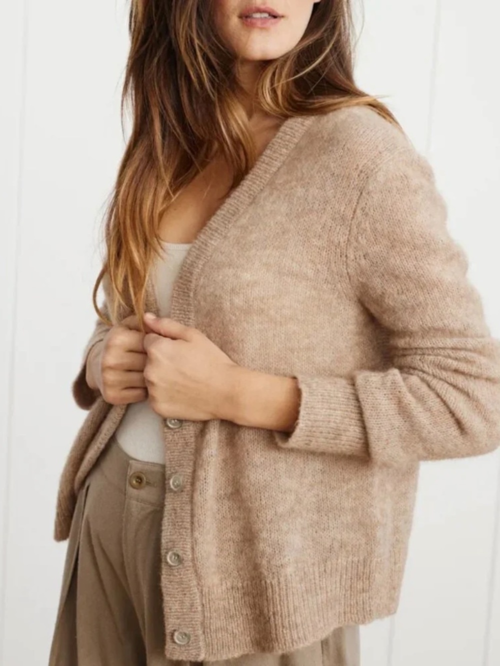 Jenni Kayne wool blend almond cardigan medium